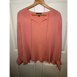 Simply Vera Vera Wang Womens XL Pink Ribbed Peasant Blouse Long Sleeve